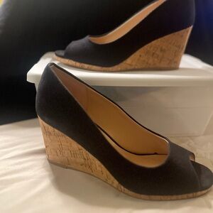 Kelly &Kate canvas peep toe wedge